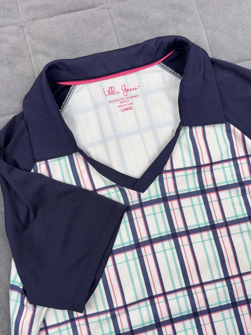 Lillie Green Women's Plaid Polo Shirt Size Large